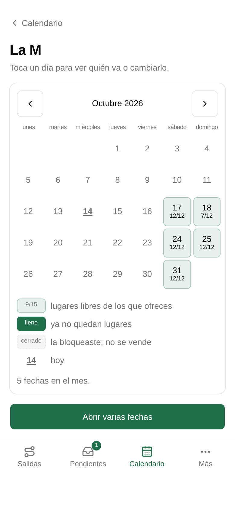 Toca una ruta para ver su mes.