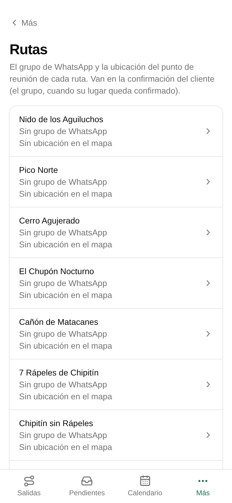 Toca Más y luego Rutas.